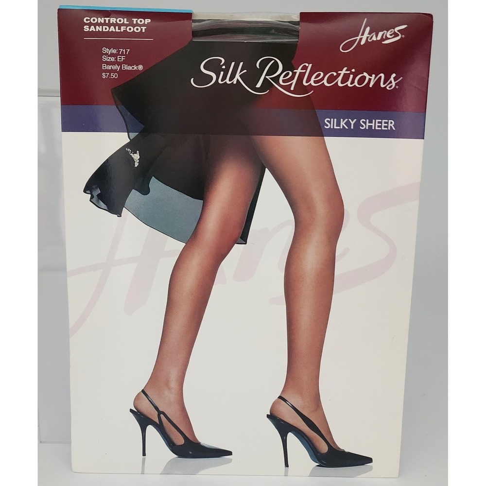 Hanes Silk Reflections Pantyhose Women EF Barely Black New Control Top 717
